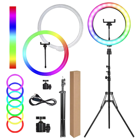 Кольцевая лампа со штативом (33 см) светодиодная RGB MJ-33 000076172 фото