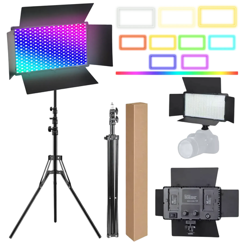 Світлодіодна LED/RGB панель зі штативом та 2 батареями Pro 900 000081127 фото