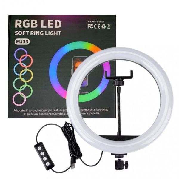 Кольцевая лампа со штативом (33 см) светодиодная RGB MJ-33 000076172 фото