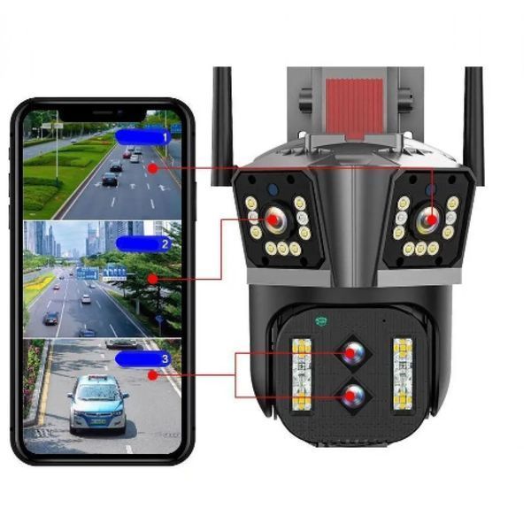 Поворотная уличная камера видеонаблюдения Wi-Fi Overscam Smart 8k с 10x зумом и 4 линзами 000079691 фото