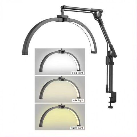 Бестеневая настольная косметологическая LED лампа на струбцине F-550B (Black) 30W 000079671 фото